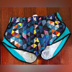 Soffe Women's Geometric Blue and Black Athletic Shorts